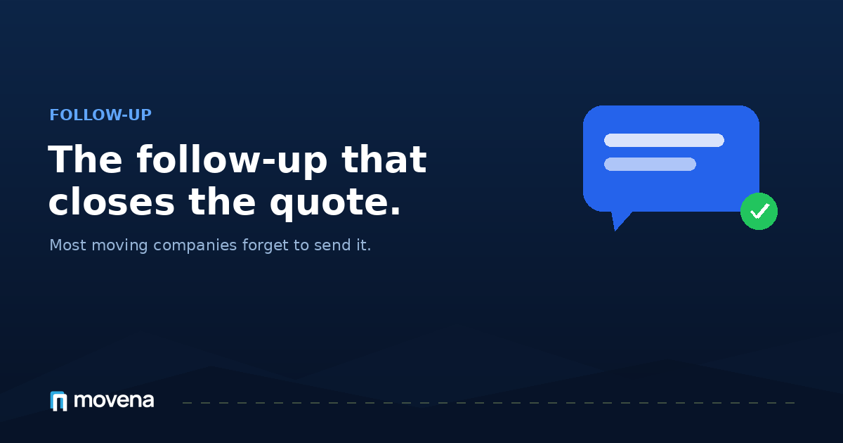 A follow-up message that closes a moving company quote